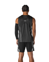 Multi Pattern Back Mesh Loose Tanktop - Black