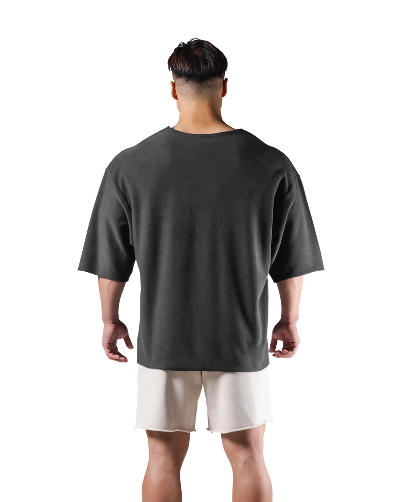 Knit Like Loose Sweat T-Shirt - D.Grey