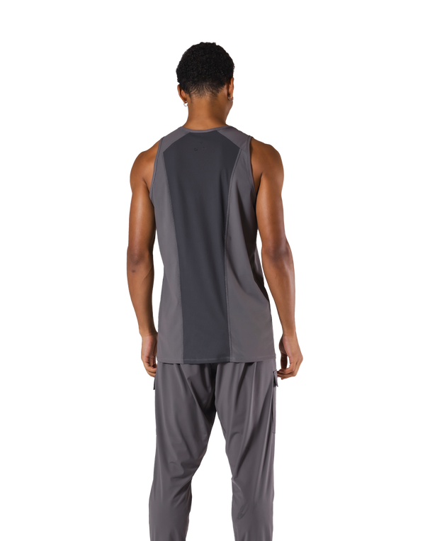 Back Mesh Stretch Standard Tanktop - D.Grey