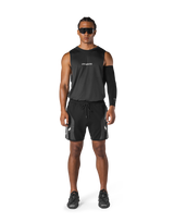 Multi Pattern Back Mesh Loose Tanktop - Black