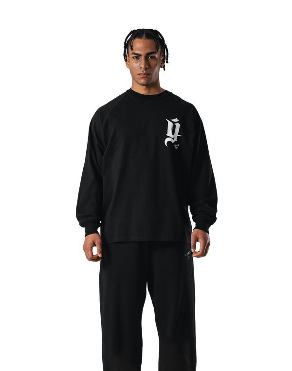 Old Ý Raglan Long Sleeve T-Shirt - Black