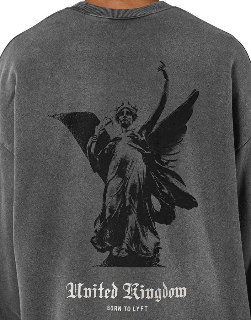 Statue Graphic Vintage Crewneck Sweat - D.Grey