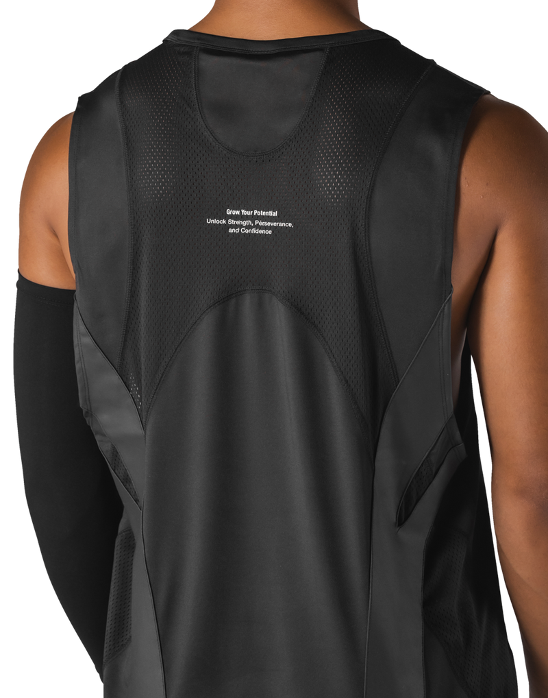 Multi Pattern Back Mesh Loose Tanktop - Black – LÝFT