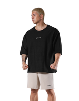 Knit Like Loose Sweat T-Shirt - Black