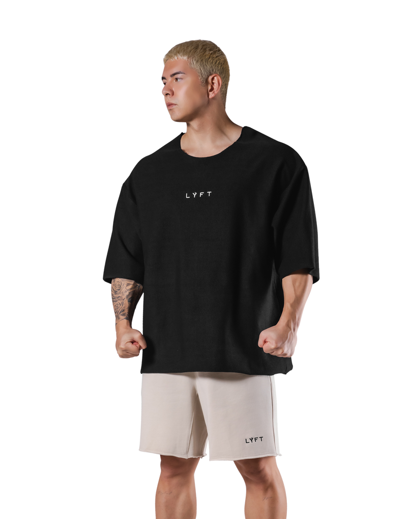 Knit Like Loose Sweat T-Shirt - Black