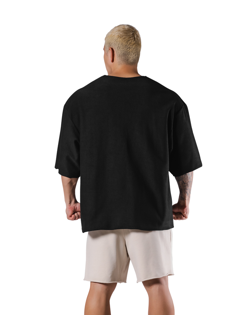 Knit Like Loose Sweat T-Shirt - Black