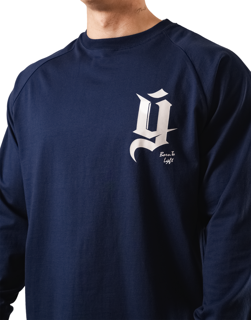 Old Ý Raglan Long Sleeve T-Shirt - Navy