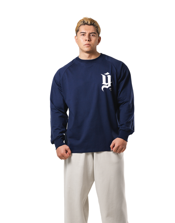 Old Ý Raglan Long Sleeve T-Shirt - Navy