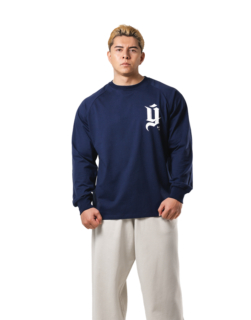 Old Ý Raglan Long Sleeve T-Shirt - Navy