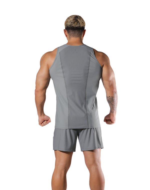 Back Mesh Stretch Standard Tanktop - Grey