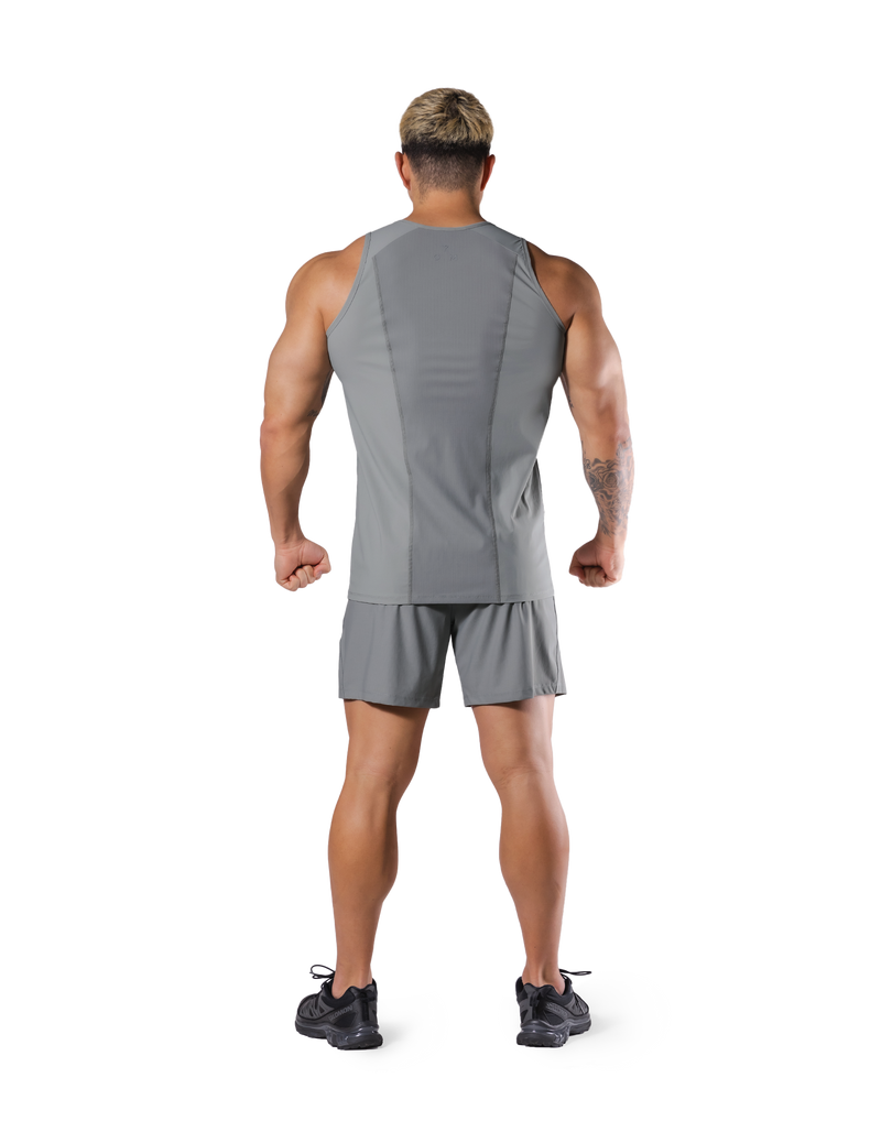 Back Mesh Stretch Standard Tanktop - Grey