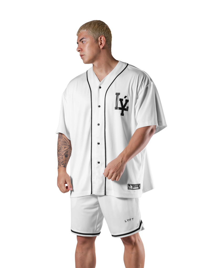 LÝ Logo Baseball Shirt - White – LÝFT LÝ Logo Baseball Shirt - White – LÝFT