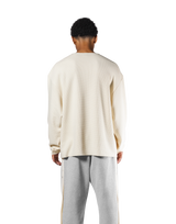 Thermal Knit Loose Long T-Shirt - Cream