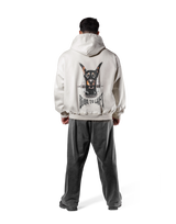 Dog Graphic Vintage Oversize Hoodie - Ivory