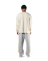 Thermal Knit Loose Long T-Shirt - Cream