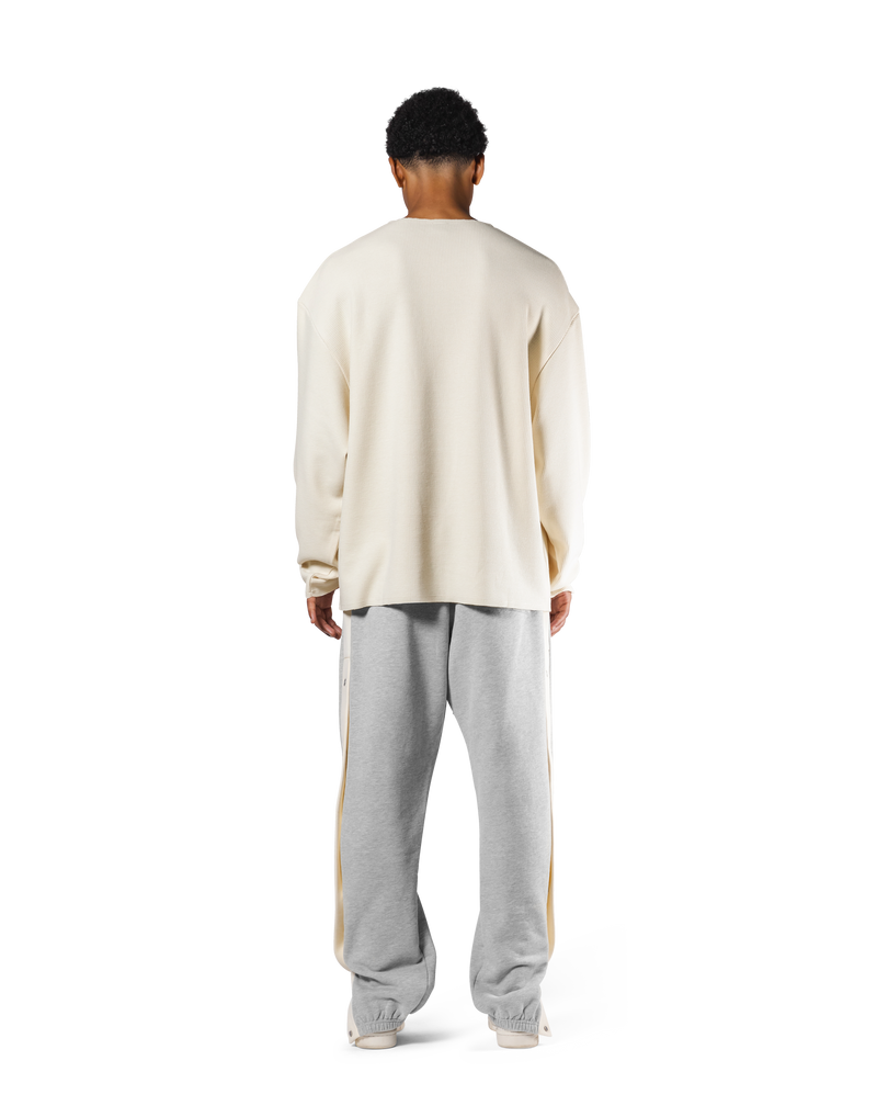 Thermal Knit Loose Long T-Shirt - Cream