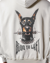 Dog Graphic Vintage Oversize Hoodie - Ivory