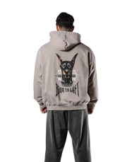 Dog Graphic Vintage Oversize Hoodie - Beige