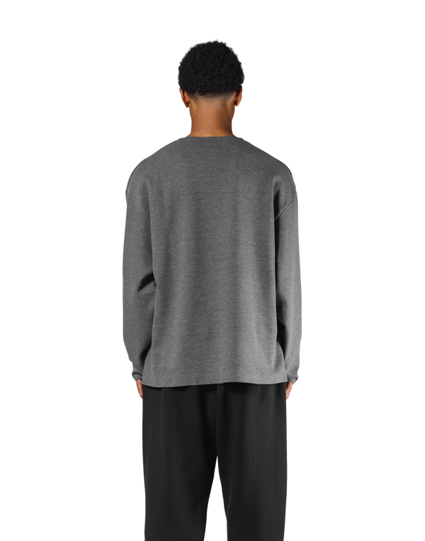 Thermal Knit Loose Long T-Shirt - D.Grey