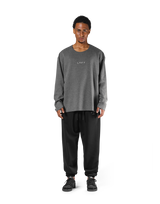 Thermal Knit Loose Long T-Shirt - D.Grey