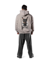 Dog Graphic Vintage Oversize Hoodie - Beige