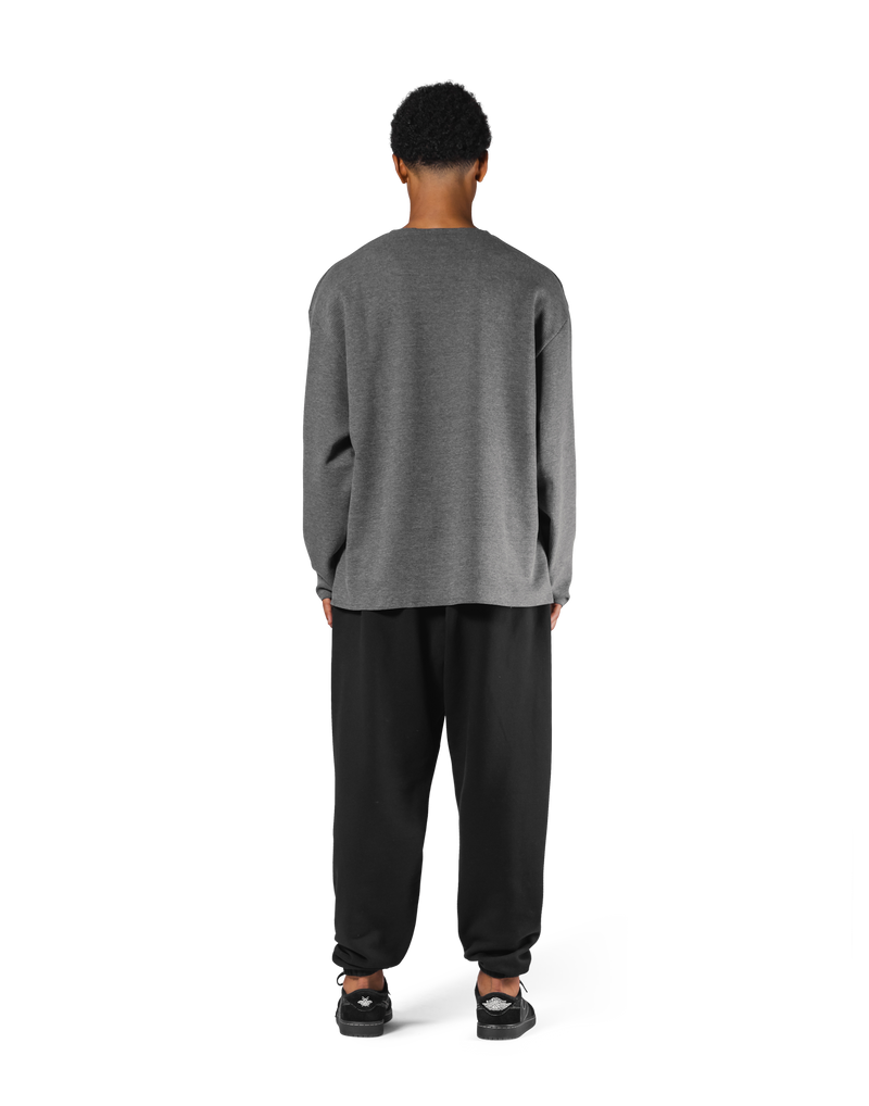 Thermal Knit Loose Long T-Shirt - D.Grey