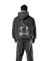 Dog Graphic Vintage Oversize Hoodie - Grey