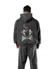 Dog Graphic Vintage Oversize Hoodie - Grey