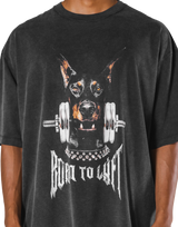 Dog Graphic Vintage Big T-Shirt - Black