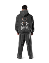 Dog Graphic Vintage Oversize Hoodie - Grey