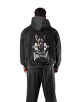 Dog Graphic Vintage Oversize Hoodie - Black