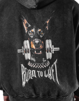 Dog Graphic Vintage Oversize Hoodie - Black