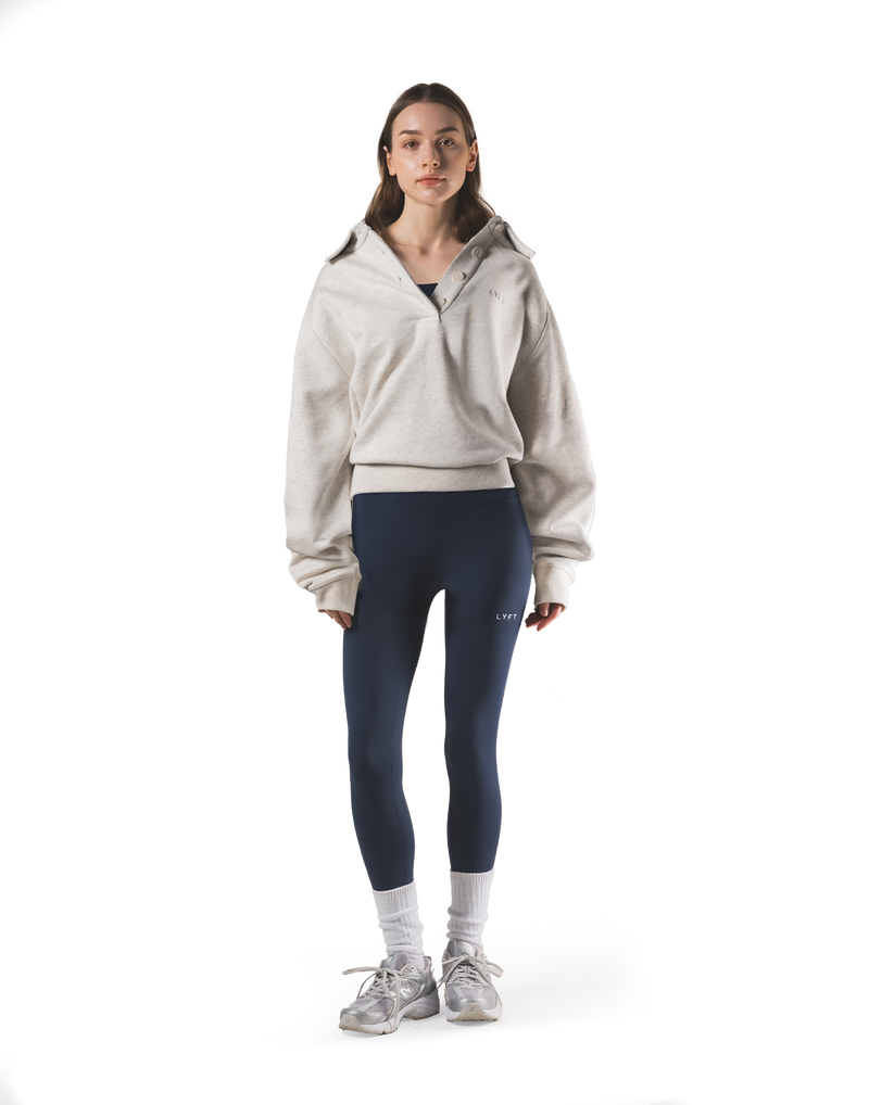 Raglan Sleeve Polo Sweatshirt - Ivory