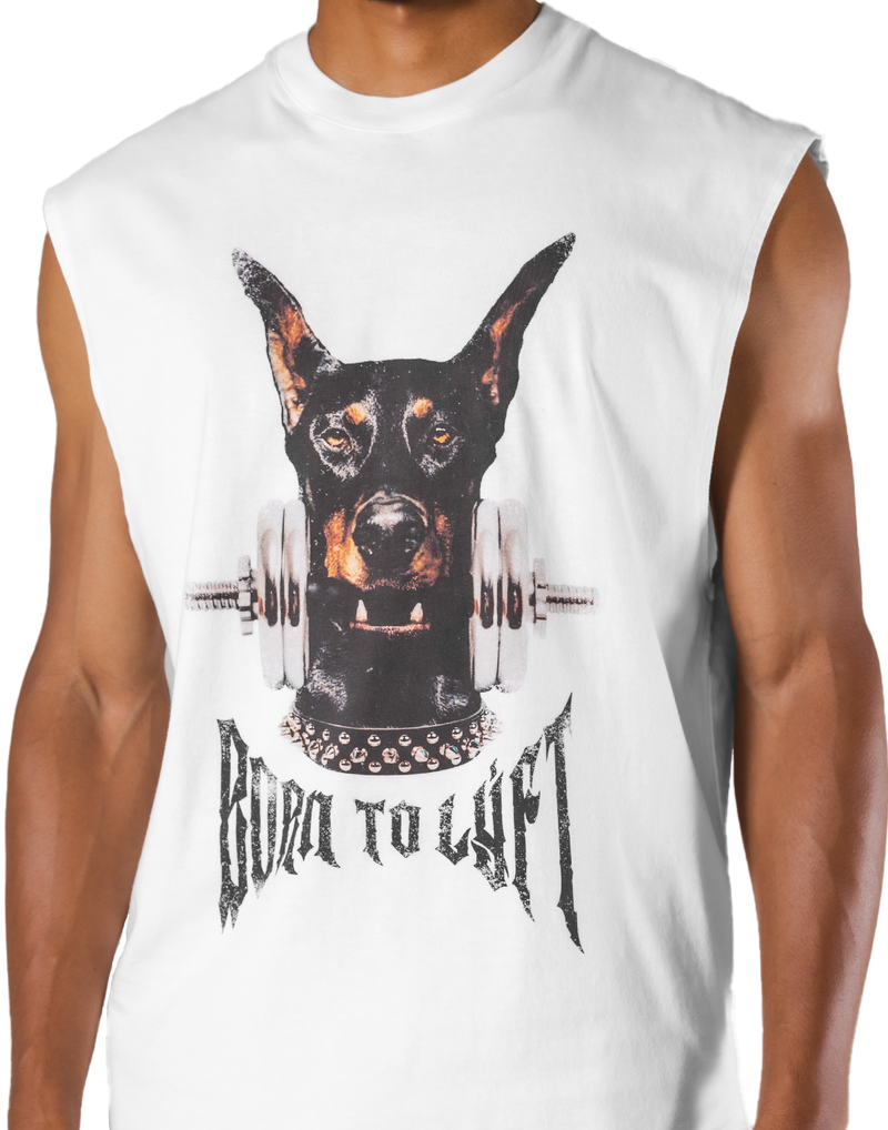 Dog Graphic Vintage No Sleeve - White