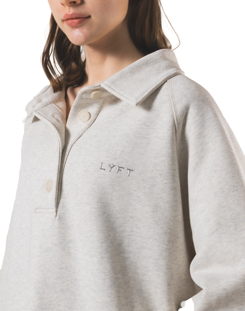 Raglan Sleeve Polo Sweatshirt - Ivory