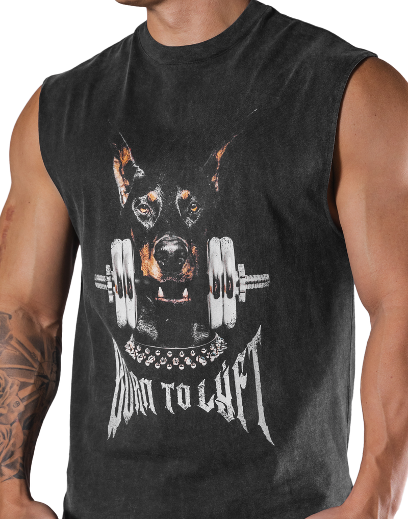 Dog Graphic Vintage No Sleeve - Black