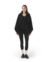 Raglan Sleeve Polo Sweatshirt - Black