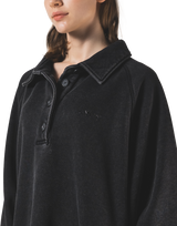 Raglan Sleeve Polo Sweatshirt - Black