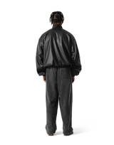 Synthetic Leather Oversize Jacket - Black
