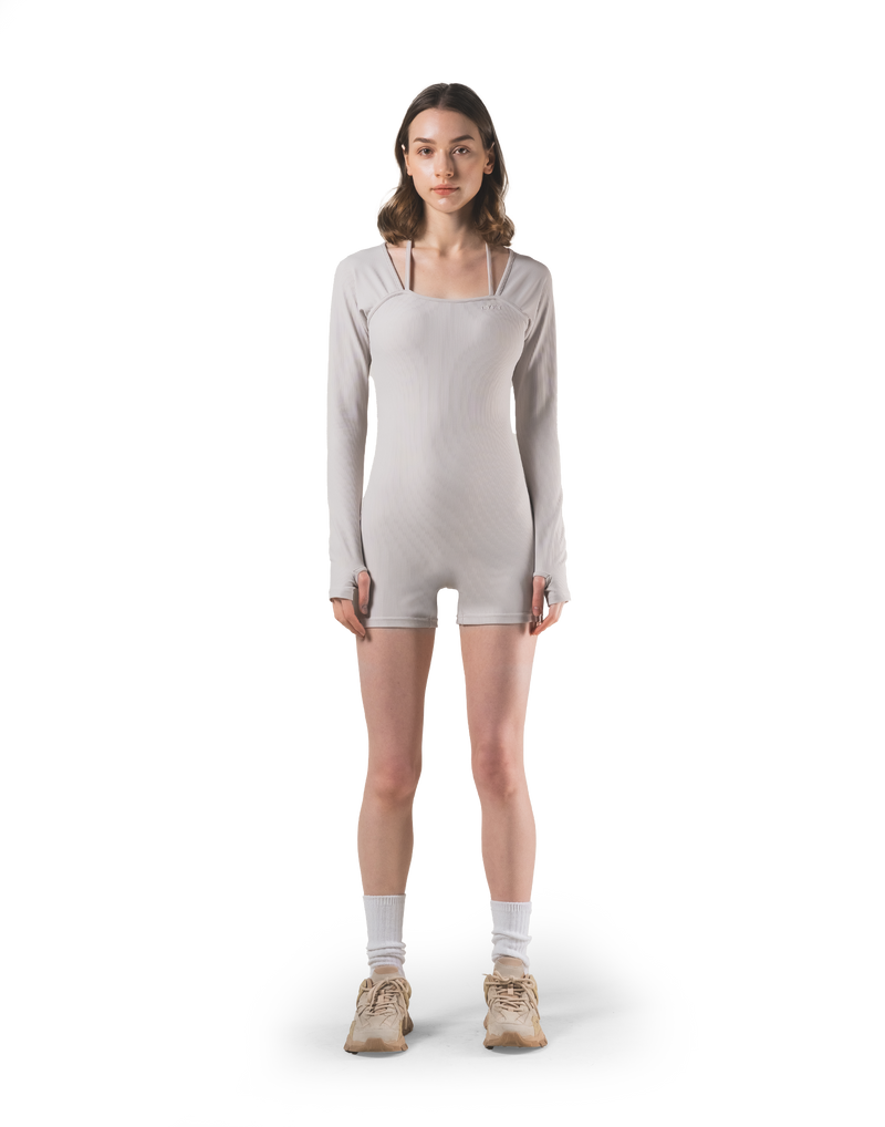 Square Neck Jumpsuit - Beige