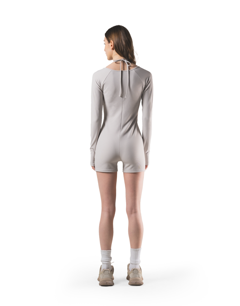 Square Neck Jumpsuit - Beige