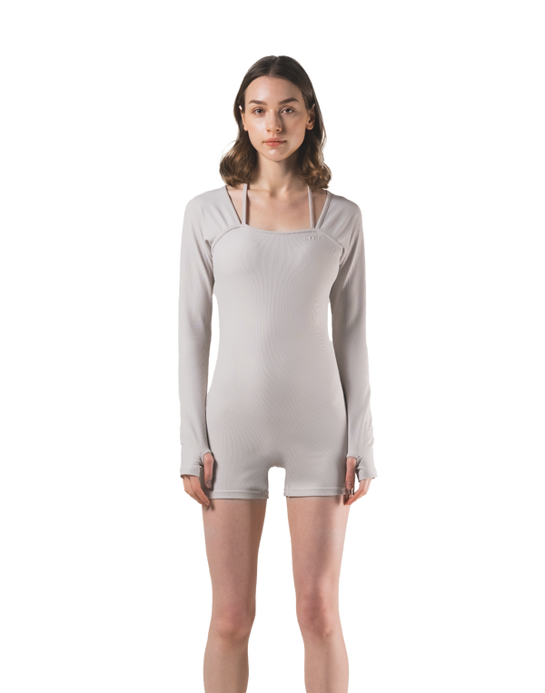 Square Neck Jumpsuit - Beige