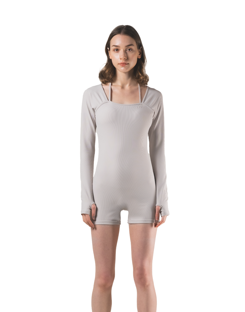 Square Neck Jumpsuit - Beige