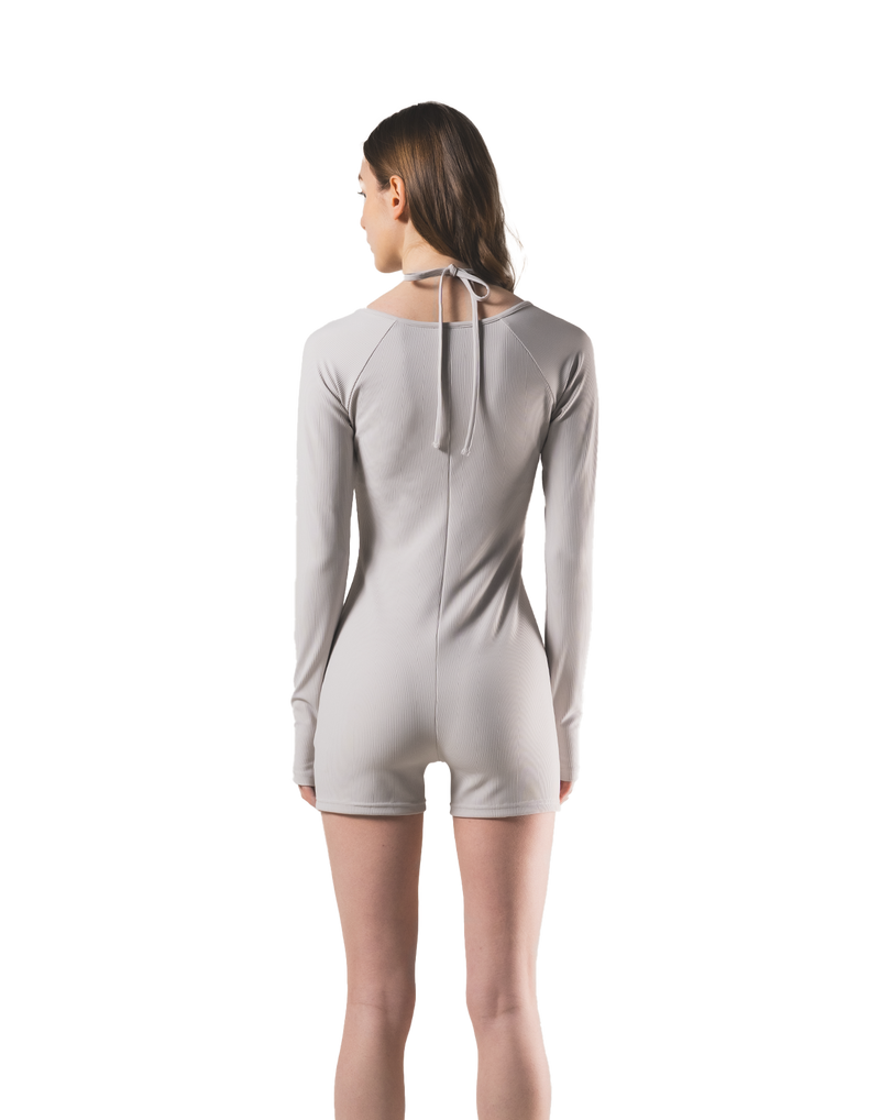Square Neck Jumpsuit - Beige