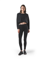 Loose Crop Long Sleeve Shirt - Black