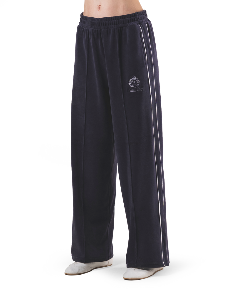 Velour Track Pants - Navy