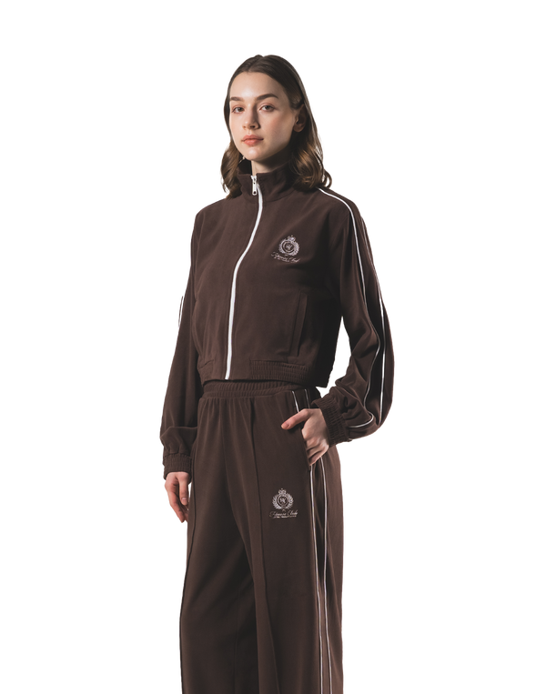 Velour Track Jacket - Brown