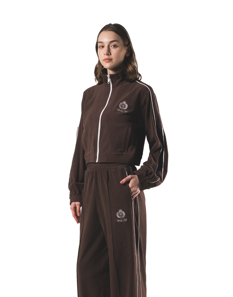 Velour Track Jacket - Brown