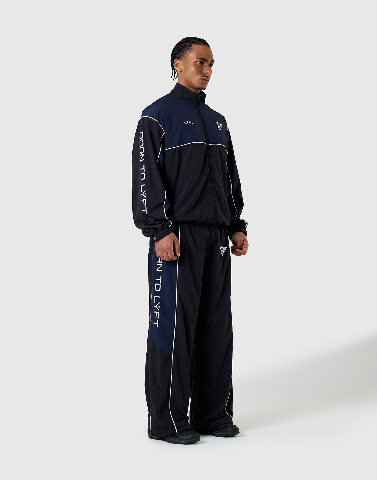 BORN TO LÝFT Racing Nylon Jacket - Navy