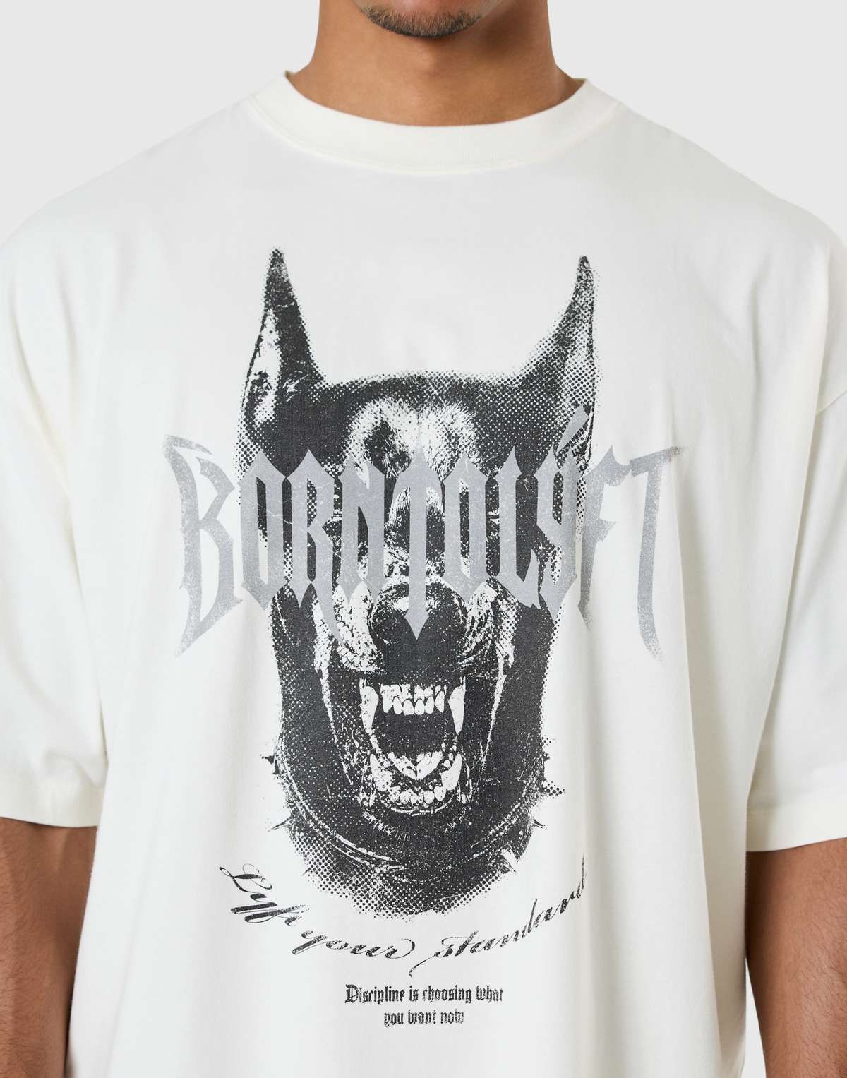 Doberman Metal Logo Vintage Big T-Shirt - Ivory
